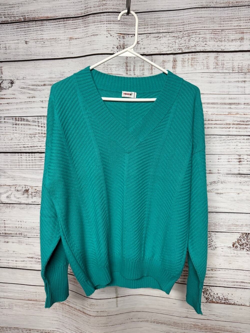 Rodier Wool Blend Vintage Sweater Teal Large